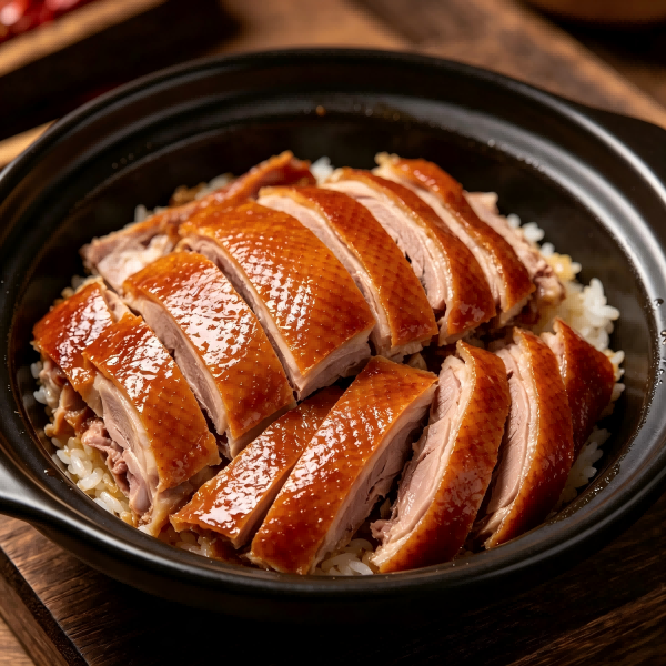 Cantonese Crispy Roast Duck on Steamed Rice