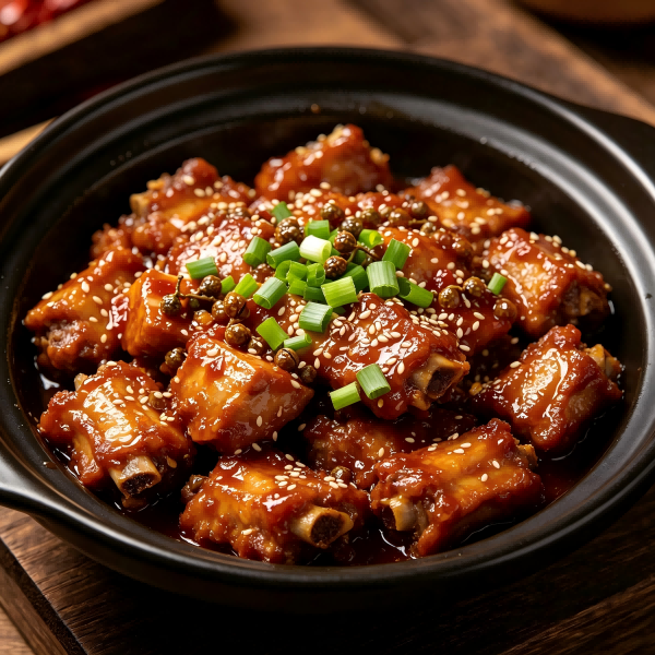 Honey Soy Braised Spareribs with White Sesame Seeds
